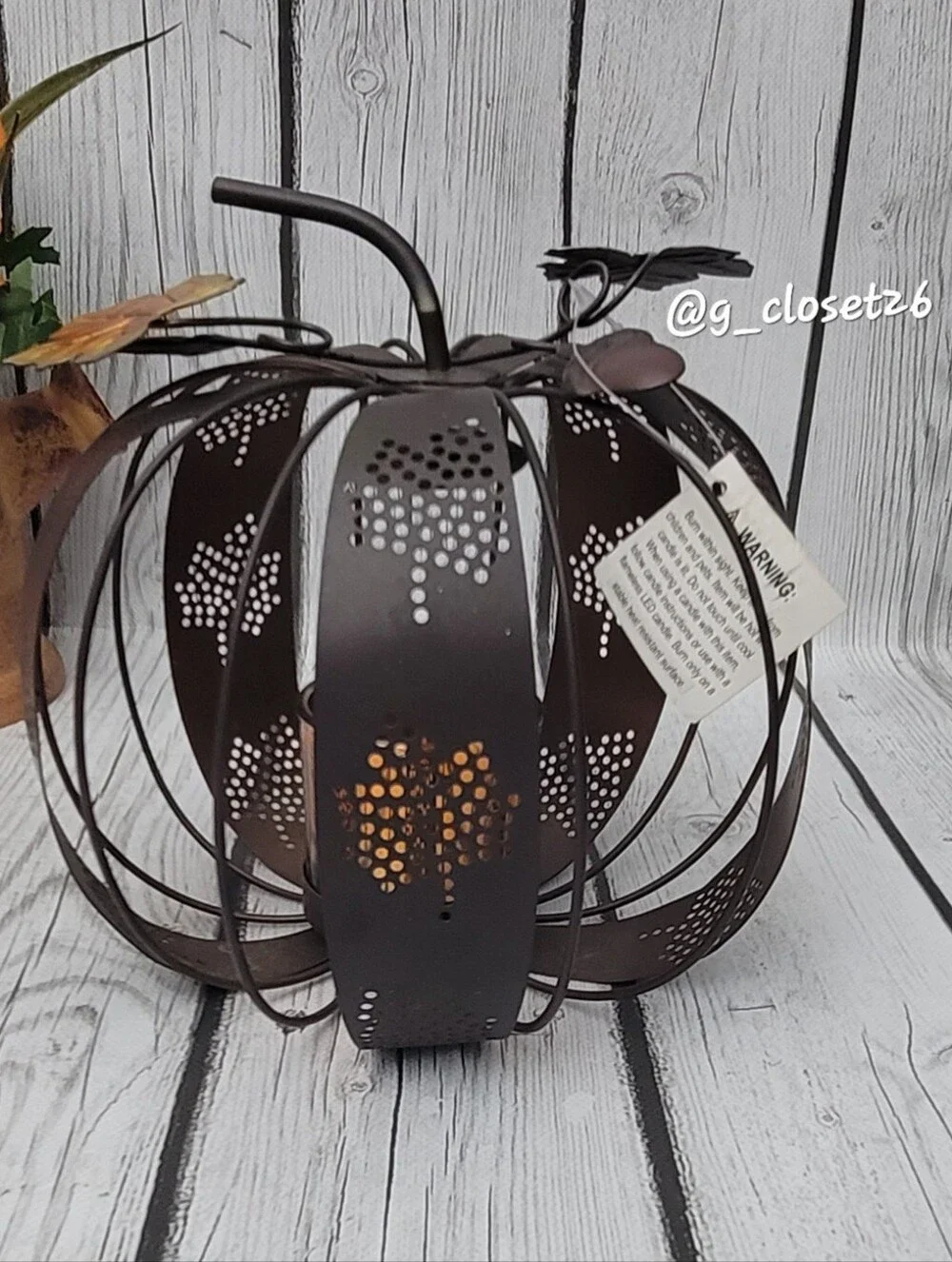 Decorative Brown Metal Pumpkin Lantern - Home Accents